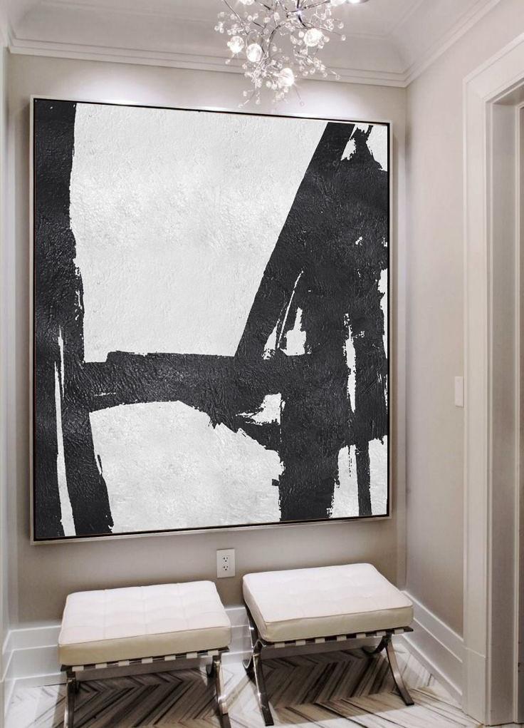 Minimal Black and White Painting #MN48A - Click Image to Close